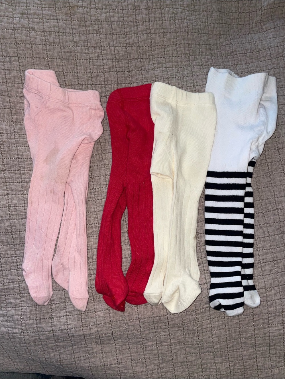 GAP Kids Tights Set - Pink, Red, Cream, Black & White Stripes